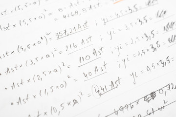 School Notebook With Handwritten Algebra Equations