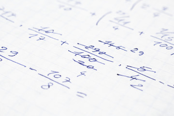 School Notebook With Handwritten Algebra Equations
