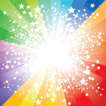 Conceptual Stars Burst With Colorful Rays, Vector Illustration