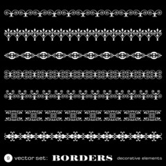 Wall Mural - Decorative borders isolated on black background - set 9
