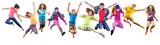 Fototapeta  - group of happy sportive children jumping