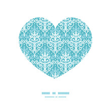 Vector Light Blue Swirls Damask Heart Silhouette Pattern Frame