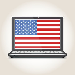 Poster - flag of america screensaver on a notebook