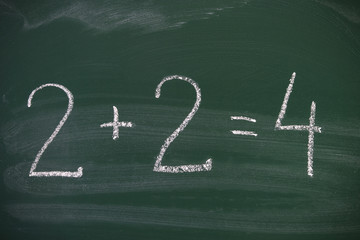 math simple equation on chalk board