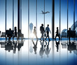 Busy Business People Silhouette Airport Business Travel Concept