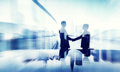 Sticker - Businessmen Handshake Agreement Support Unity Welcome Concept