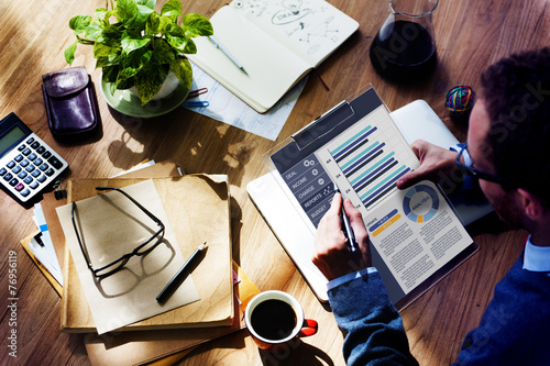 Fotografía Planificación concepto de negocios que trabaja de equilibrio financiero