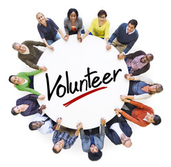 Sticker - Aerial View People Volunteer Support Teamwork Concept
