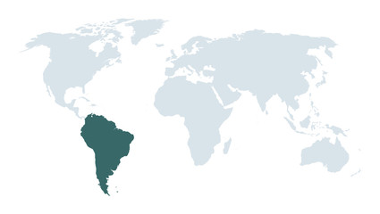 Wall Mural - world map high lighting south America