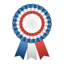 Award Rosette With Ribbon In French Flag's Colors
