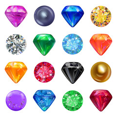 Wall Mural - Colored gems game interface set