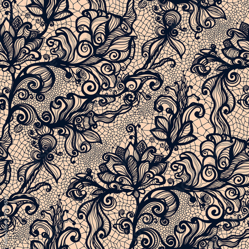 Valokuva Abstract seamless lace pattern with flowers.