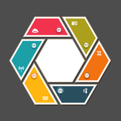 Wall Mural - Cyclic diagram with six steps and icons. eps 10