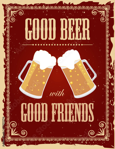Fotomural Cartel de la cerveza del vintage