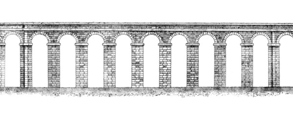 Fototapete - Victorian engraving of a Roman aquaduct
