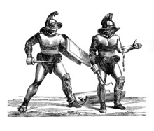 Victorian Engraving Of Roman Gladiators