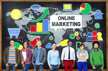 Poster - online marketing internet technology global team concept