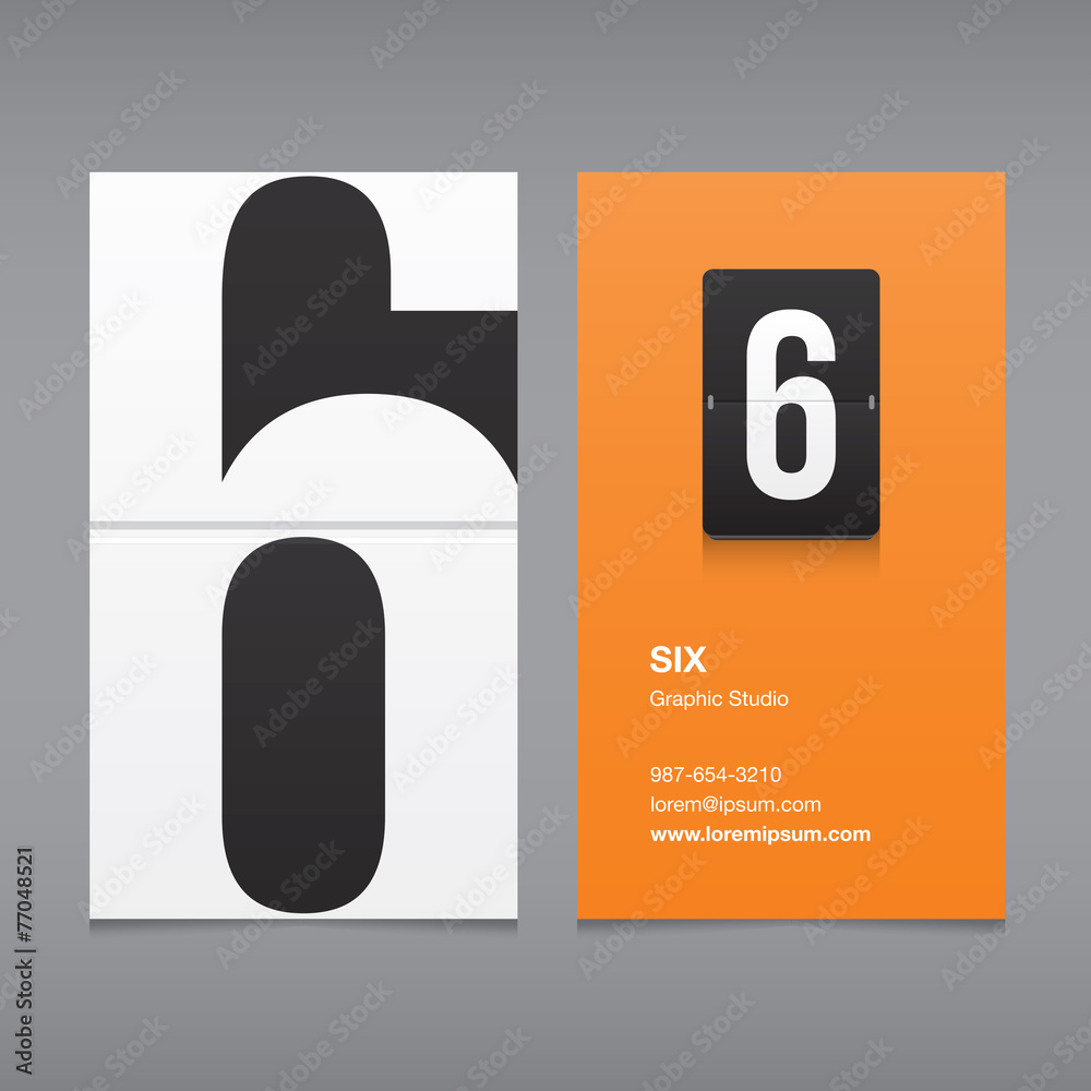 Business card with a number logo, numeral 6 - obrazy, fototapety, plakaty 
