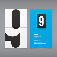 Wall Mural - Business card with a number logo, numeral 9