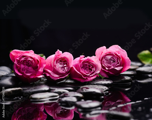 Naklejka - mata magnetyczna na lodówkę Four rose and wet stones