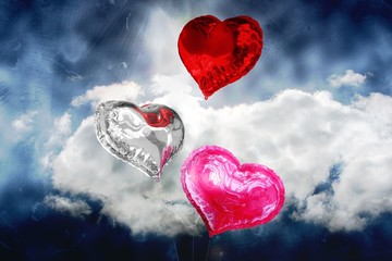 Poster - Composite image of heart balloons