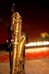 Poster - Baritone saxophone standing on stage