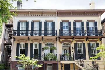 Wall Mural - Two Story Savannah Home with Black Shutters