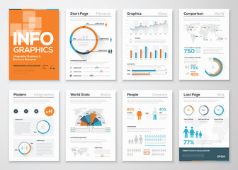 Big set of infographic elements in modern flat business style