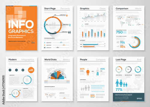Fotografía Big set of infographic elements in modern flat business style