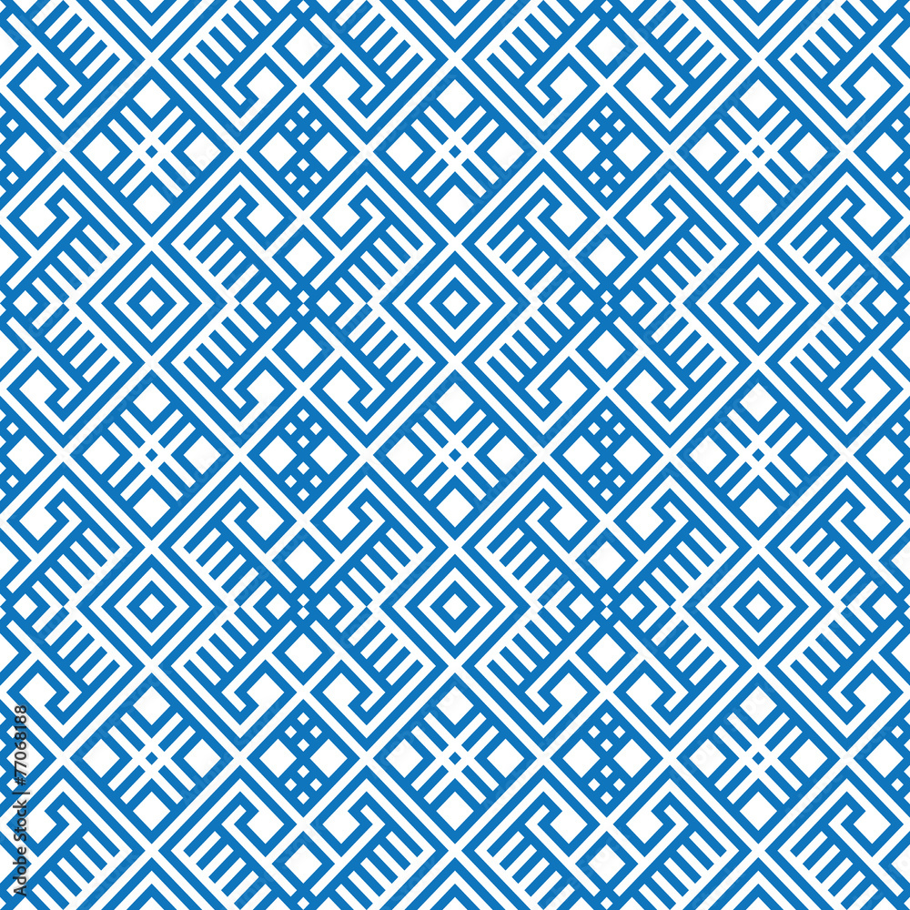 Geometric seamless ethnic pattern background in blue colors Stock ...
