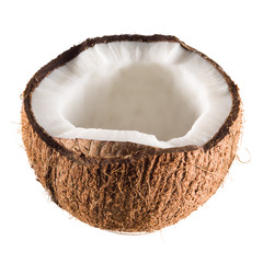Wall Mural - Coconut half isolated on white background
