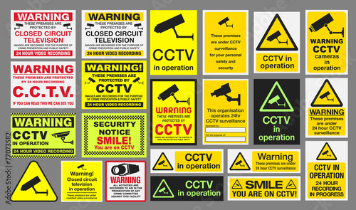 Fotomural CCTV Closed Circuit Television Signs