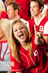 Wall Mural - Fans: Pretty Baseball Fan Cheers for Team