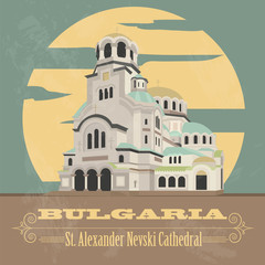 Wall Mural - Bulgaria landmarks. Retro styled image