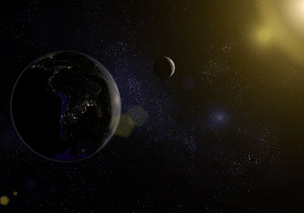 Wall Mural - Earth, moon and sun