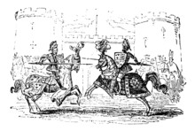 19th Century Engraving Of A Jousting Tournament