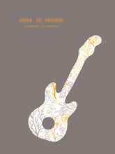 Vector Magical Floral Guitar Music Silhouette Pattern Frame