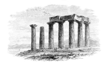 Fototapete - Victorian engraving of a ruined ancient Greek temple