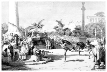Fototapete - Victorian engraving of a depiction of the ancient Olympic Games