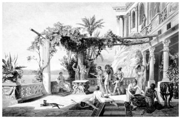 Wall Mural - Victorian engraving of the palace of the Roman Emperor Tiberius