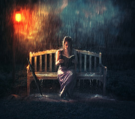 Wall Mural - bible reading during storm.