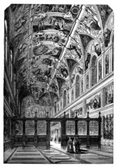 Wall Mural - 19th century engraving of the Sistine Chapel