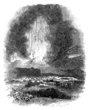 19th Century Engraving Of An Erupting Mt. Vesuvius, Naples, Ital