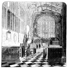 Fototapete - 19th century engraving Church of the Holy Trinity, Stratford