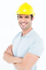 Poster - Architect smiling over white background