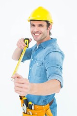 Poster - Happy male architect holding tape measure
