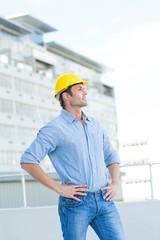Poster - Thoughtful male architect outdoors