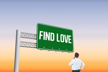 Poster - Find love against purple and orange sky