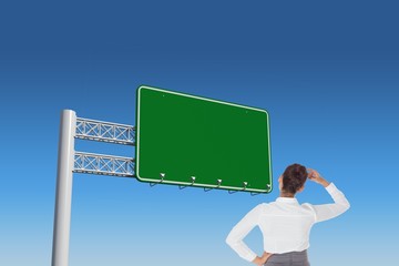 Poster - Composite image of businesswoman scratching her head