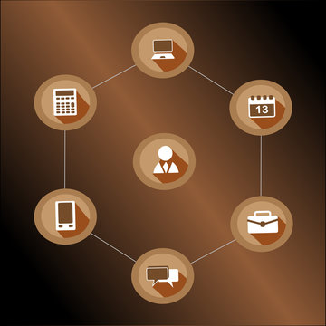 Infographic scheme of business workflow brown